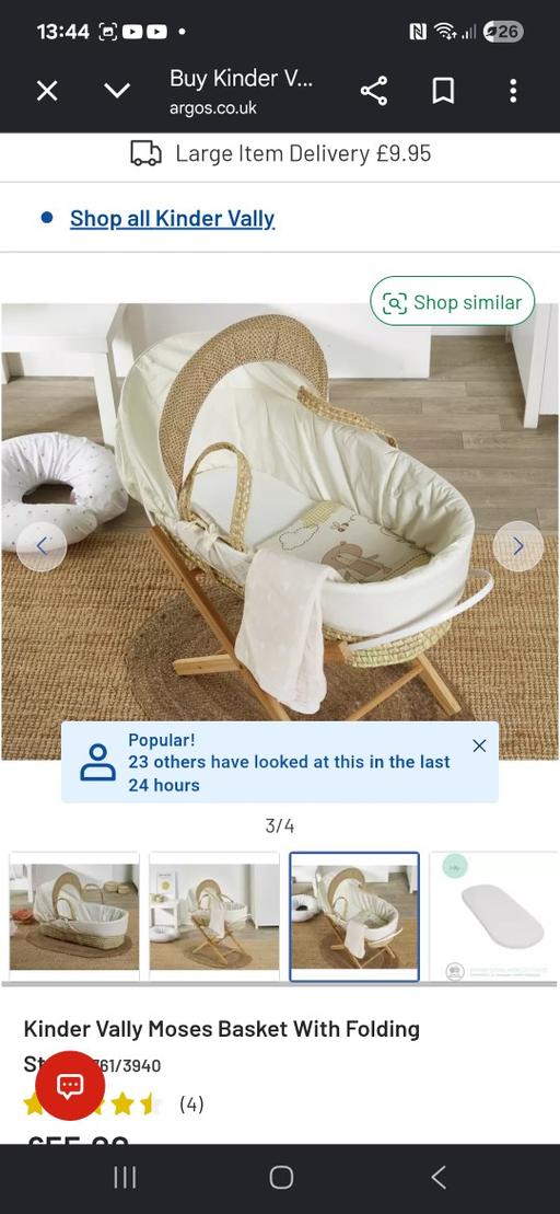  — Babies moses basket with stand & blanket