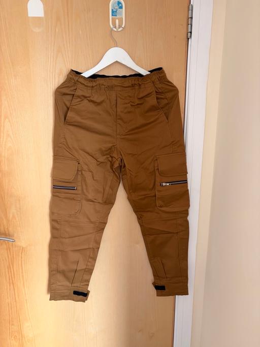  — Zara Brown zip details cargo trouser size S