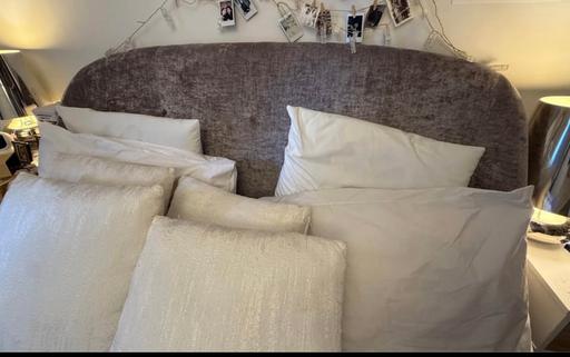  — King size velvet upholstered bed for sale