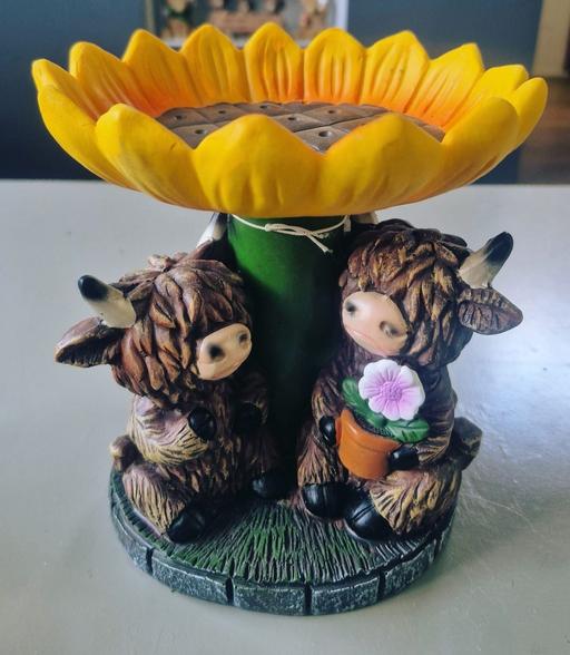  — Highland cow bird bath