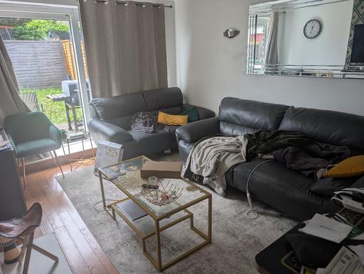 2 Grey Leather Sofas Immediate Pick up
