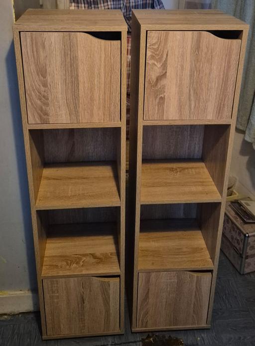  — 2 oak cube storage units with cupboards