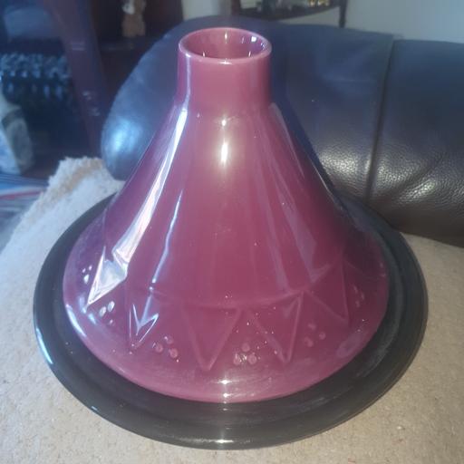  — Purple & Black , Ceramic Tagine ,11 in x 8 in