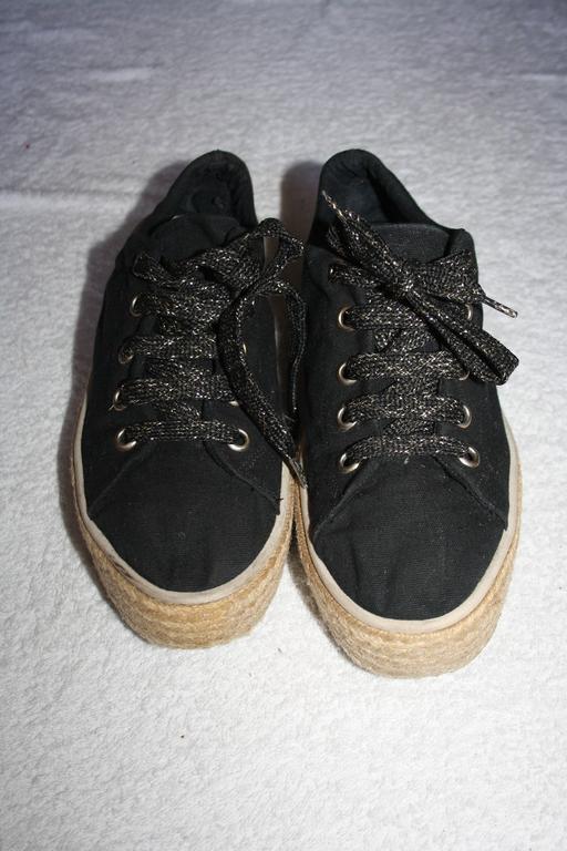  — Office black wedge trainers size 6