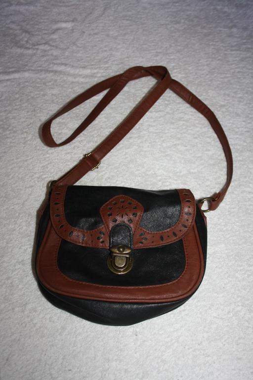  — Brown & black leather handbag