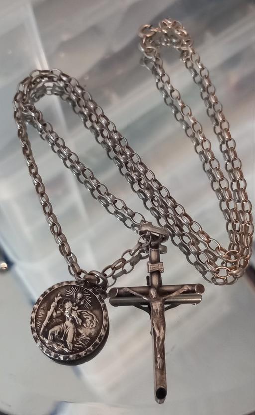  — sterling silver st christopher & crucifix