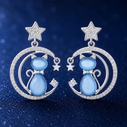  — Cat On The Moon Jewellery Earrings.