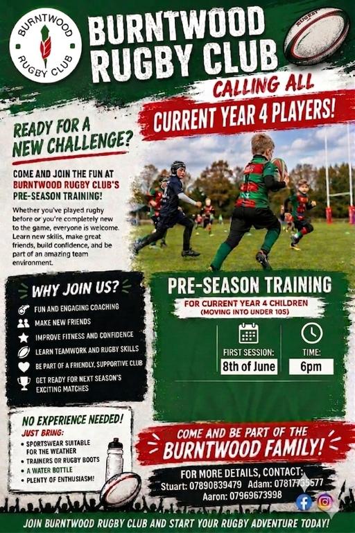  — Rugby Players wanted Year 4 - Year 8