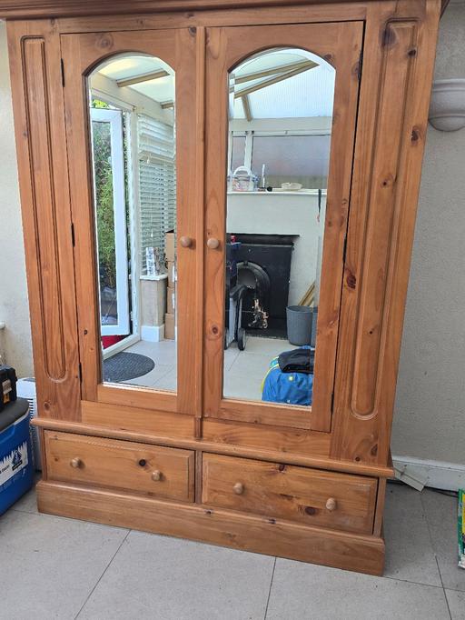  — solid pine double wardrobe