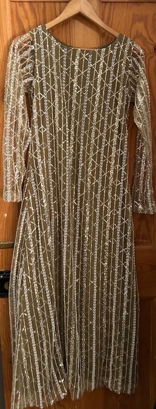  — Stunning olive oil sequin A line dress