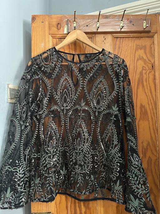  — River Island Black Sequin Top