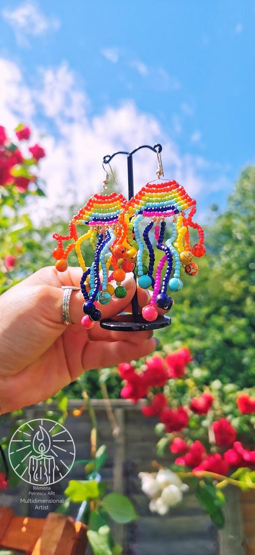  — 🌈 Rainbow Pride Jellyfish Chakra Earrings