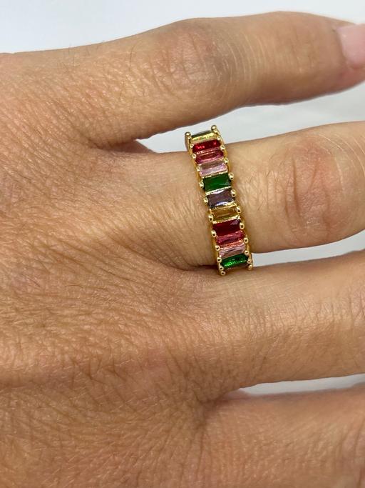  — Rainbow Baguette Eternity Ring Stainless St