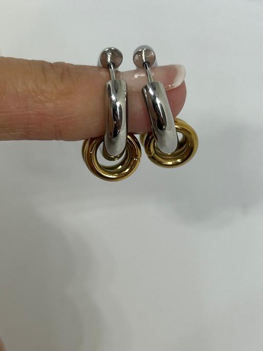  — Dual Tone Link Hoop Earrings