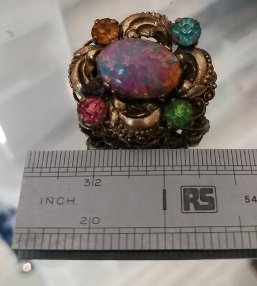  — Antique gemstone & glass opal brooch