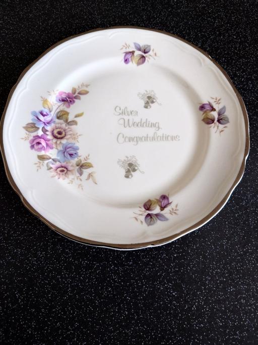  — Silver wedding congratulations bone china pla