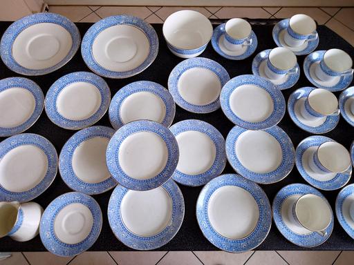  — Vintage blue rimmed crockery set