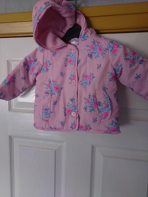  — Baby girls pink floral coat size 3-6 months