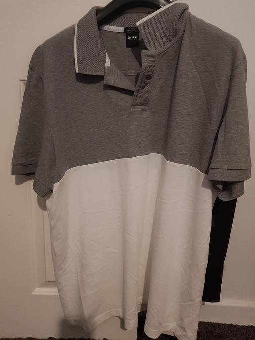  — Boss polo top - grey and white