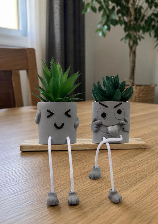 — 2 Pcs Plastic Fake Plants with Cement Potted,