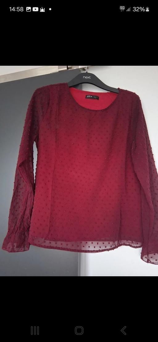  — Red sheer blouse from Shein
