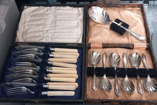  — 3 boxes of antique vintage cutlery