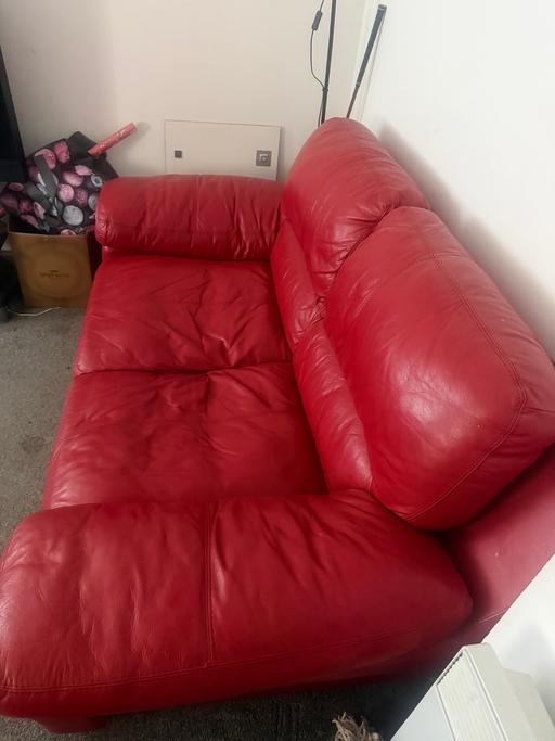  — Red Leather Sofa