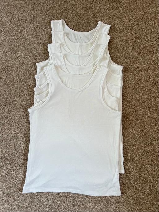  — 5 x white vests M&S 11-12 years