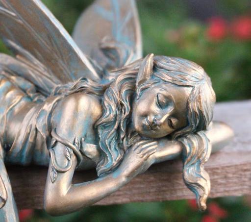  — Sleeping fairy copper resin garden statue