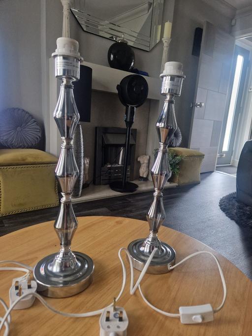  — 2 large silver lamps
