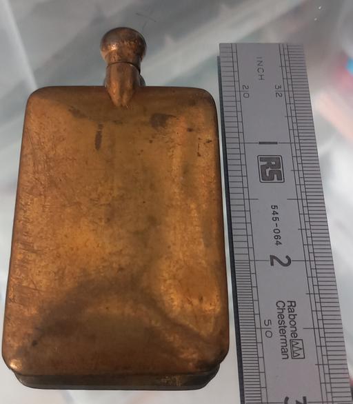  — antique metal flask or bottle