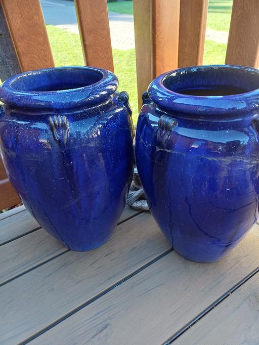  — Tall blue planters
