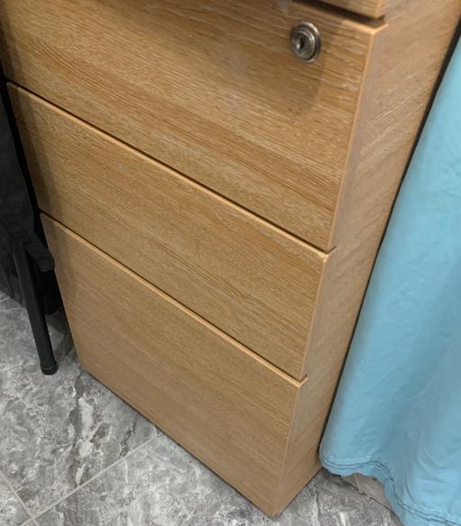  — Wooden beige lockable cabinet deep drawer