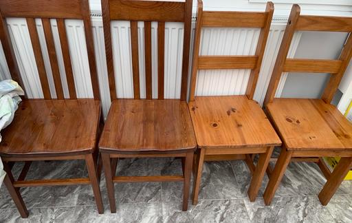  — Four wooden varnished brown string chairs