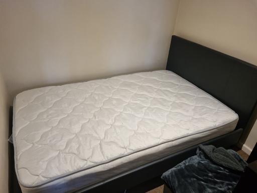  — small double bed ,black faux leather