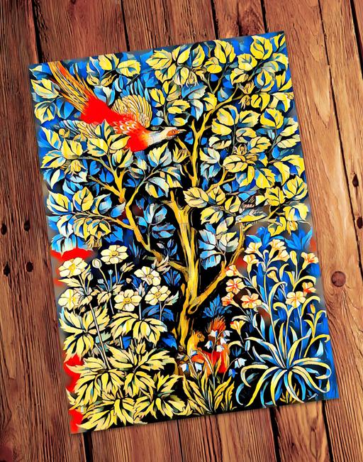  — william morris pheasant in tree A2 print