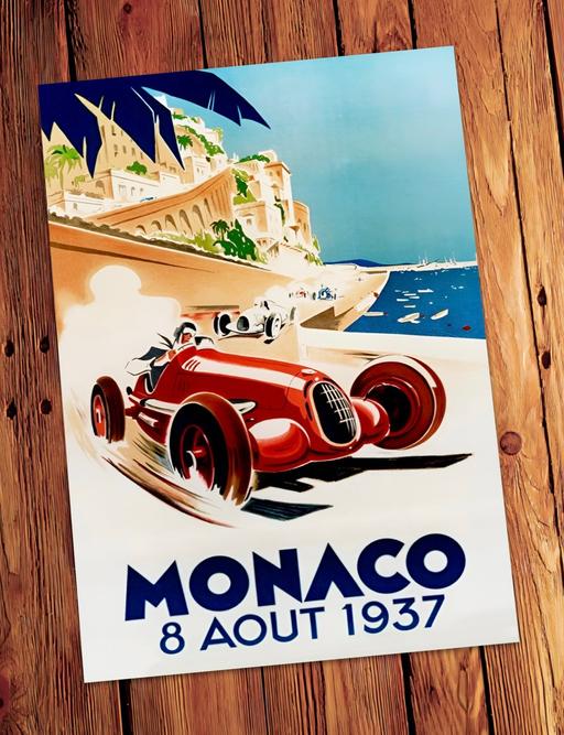  — monaco A2 unframed racing print art poster
