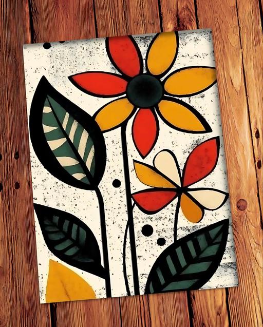 — funky flowers A2 unframed art print poster