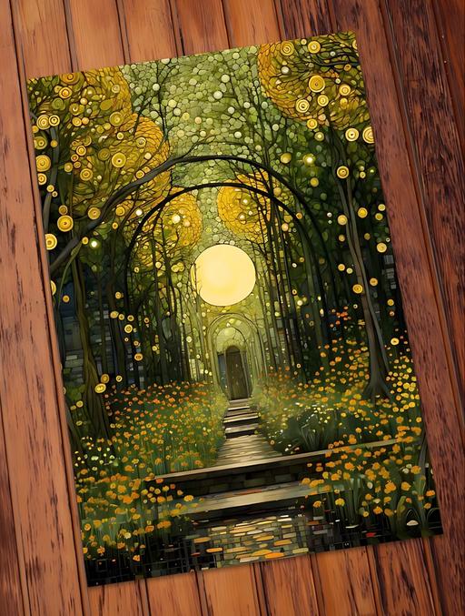  — klimt midnight garden A2 unframed art print