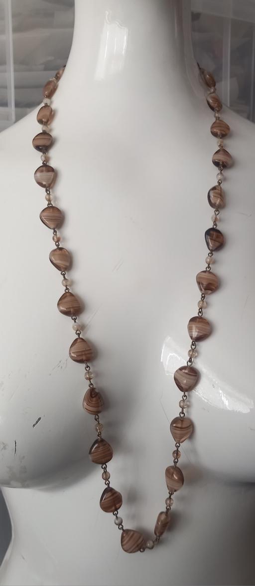  — Long vintage agate glass statement necklace