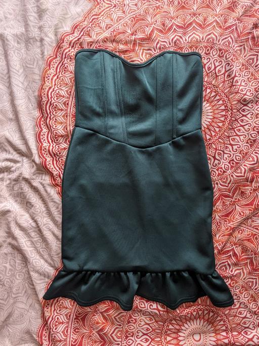  — strapless dark green dress 12