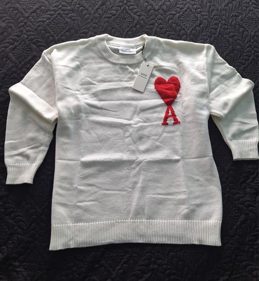  — AMI Paris Red Heart Logo Knit Sweater