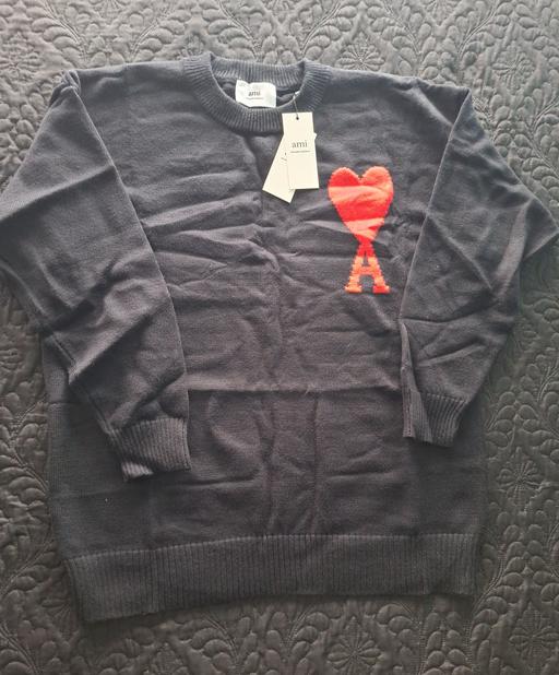  — AMI Paris Red Heart Logo Knit Sweater
