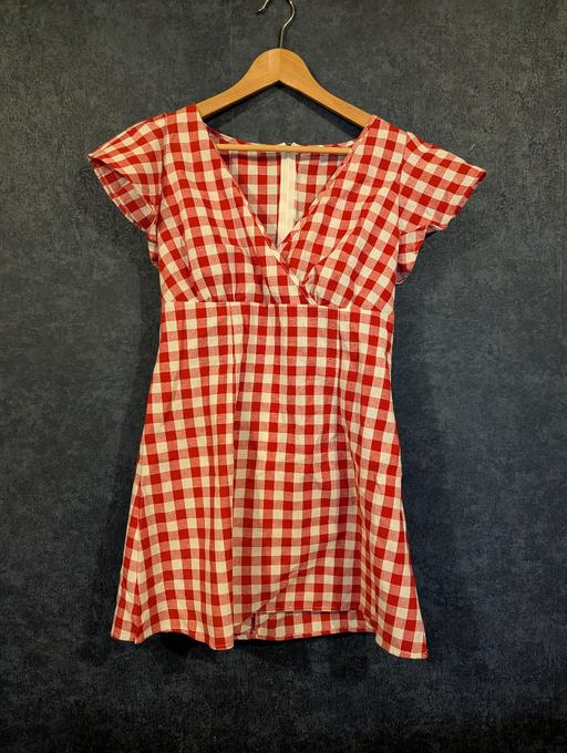  — ladies summer dress, red & white checked, XL