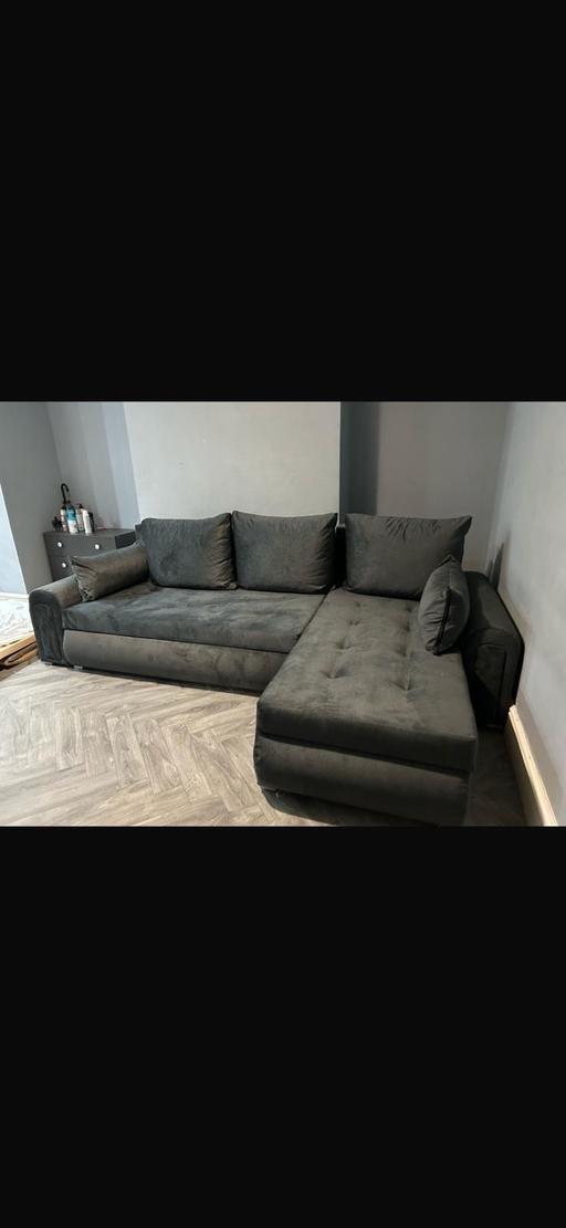  — Dark grey berlin corner sofa bed storage 