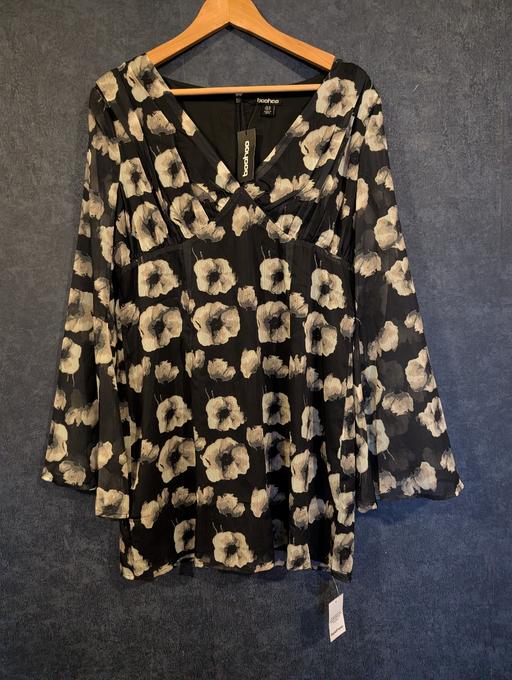  — Floral Chiffon Plunge Mini Dress, 16