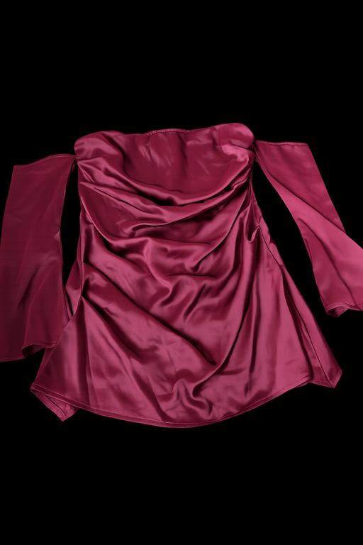  — Burgundy Mini Dress, UK 14, Off The Shoulder