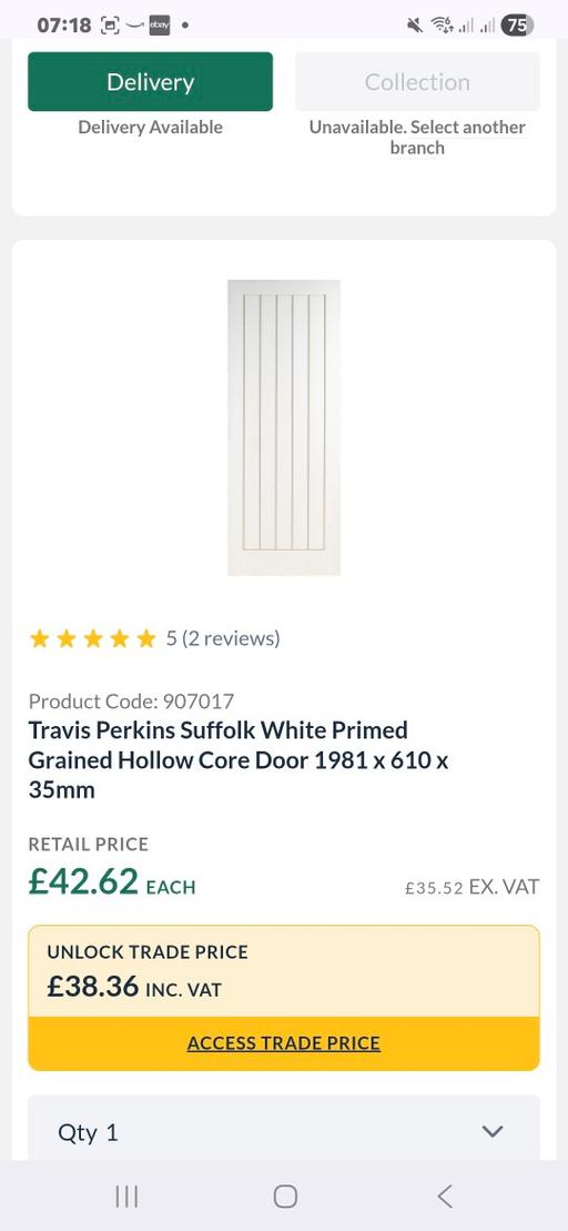  — New White internal door