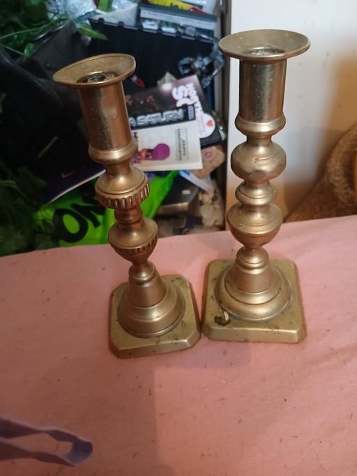  — 2 brass candles not matching