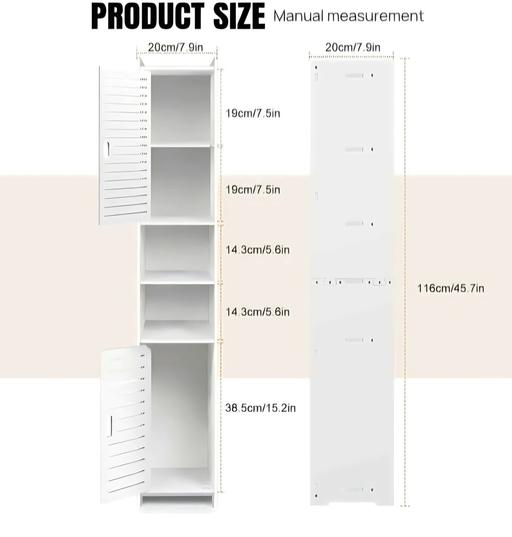  — Tall White Storage Cabinet 2 Door Shelving Un